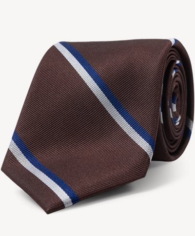 Brown White Blue Cornell Silk Tie Brown White Blue Cornell Silk Tie | Brun