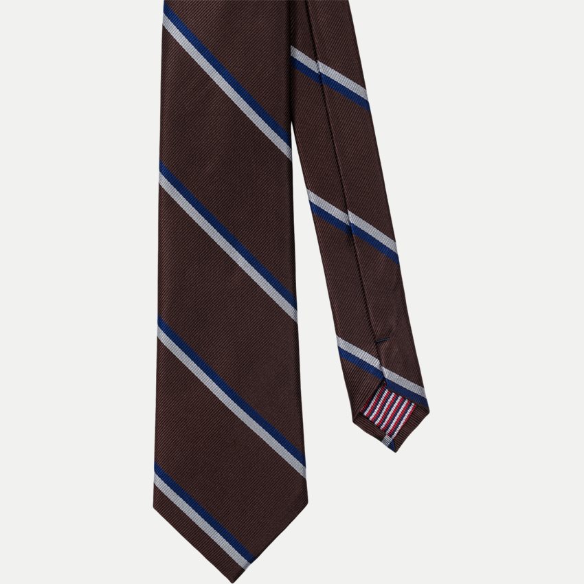 Brown White Blue Cornell Silk Tie