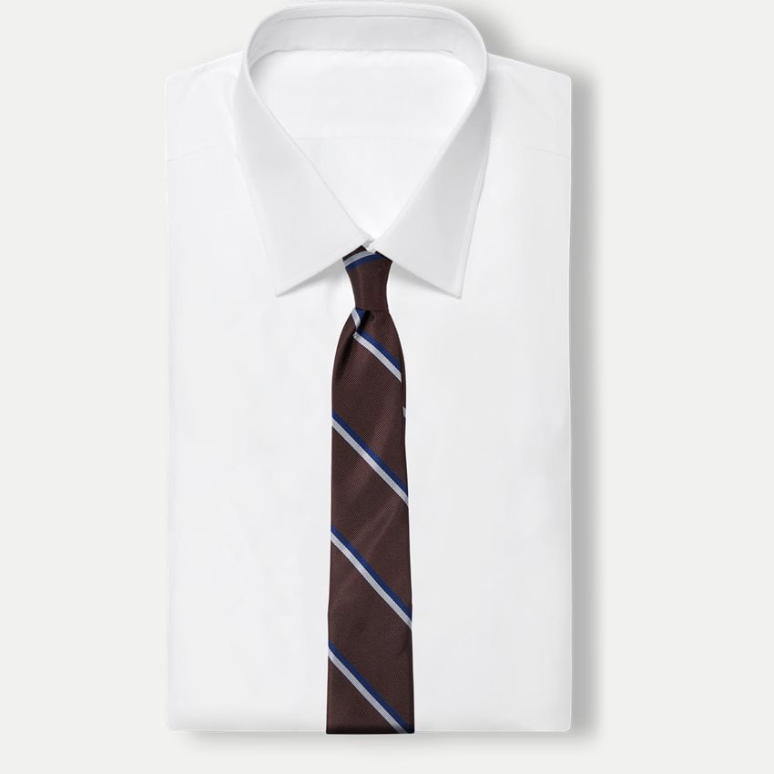 Brown White Blue Cornell Silk Tie