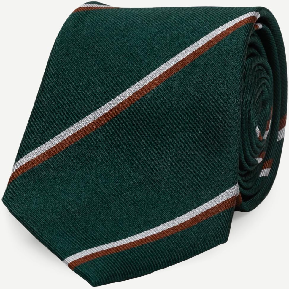 Green Copper White College Silk Tie - Slips - Grøn