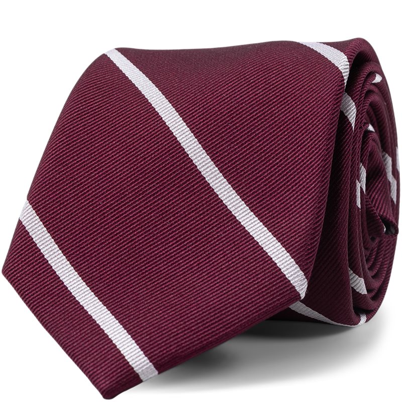 Billede af An Ivy - Burgundy White Single Stripes Silk Tie
