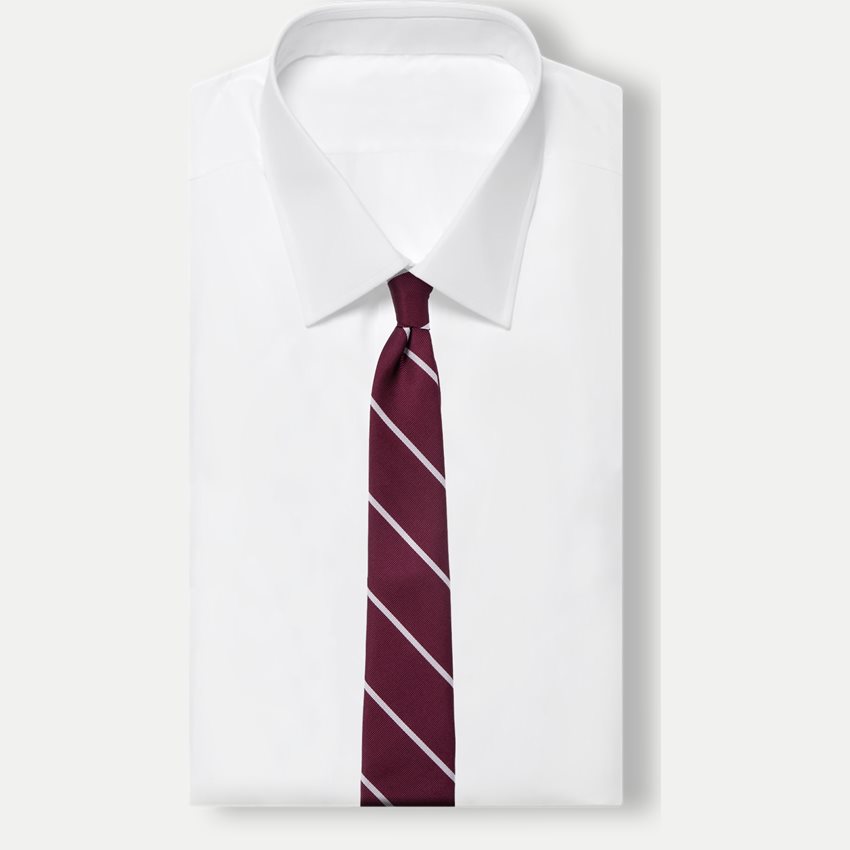 Burgundy White Single Stripes Silk Tie