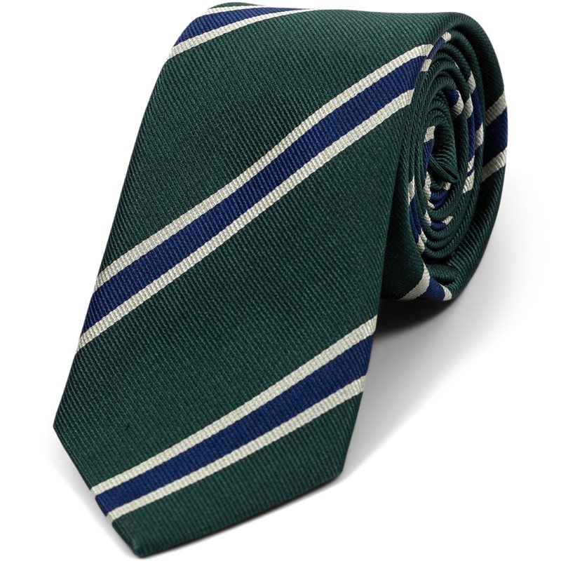 Preppy Slim Cut Striped Tie in Silk Wool Blend