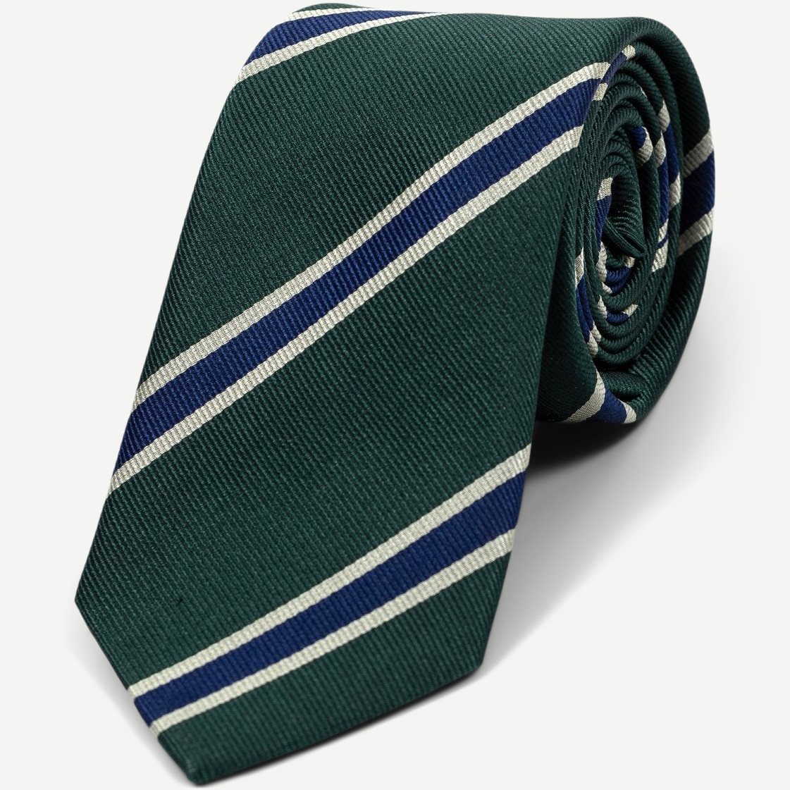 Green Striped Preppy Silk Tie - Slips - Grøn