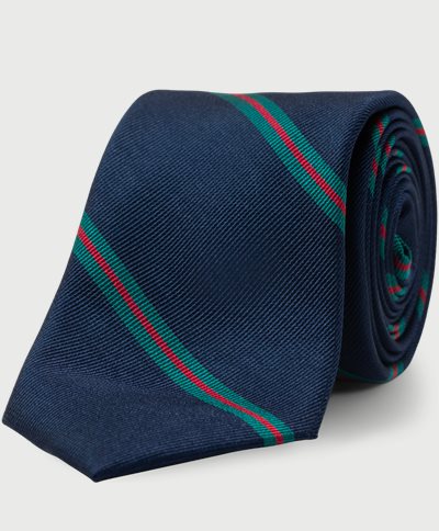 An Ivy Ties NAVY GREEN RED THIN STRIPES SILK TIE Blue