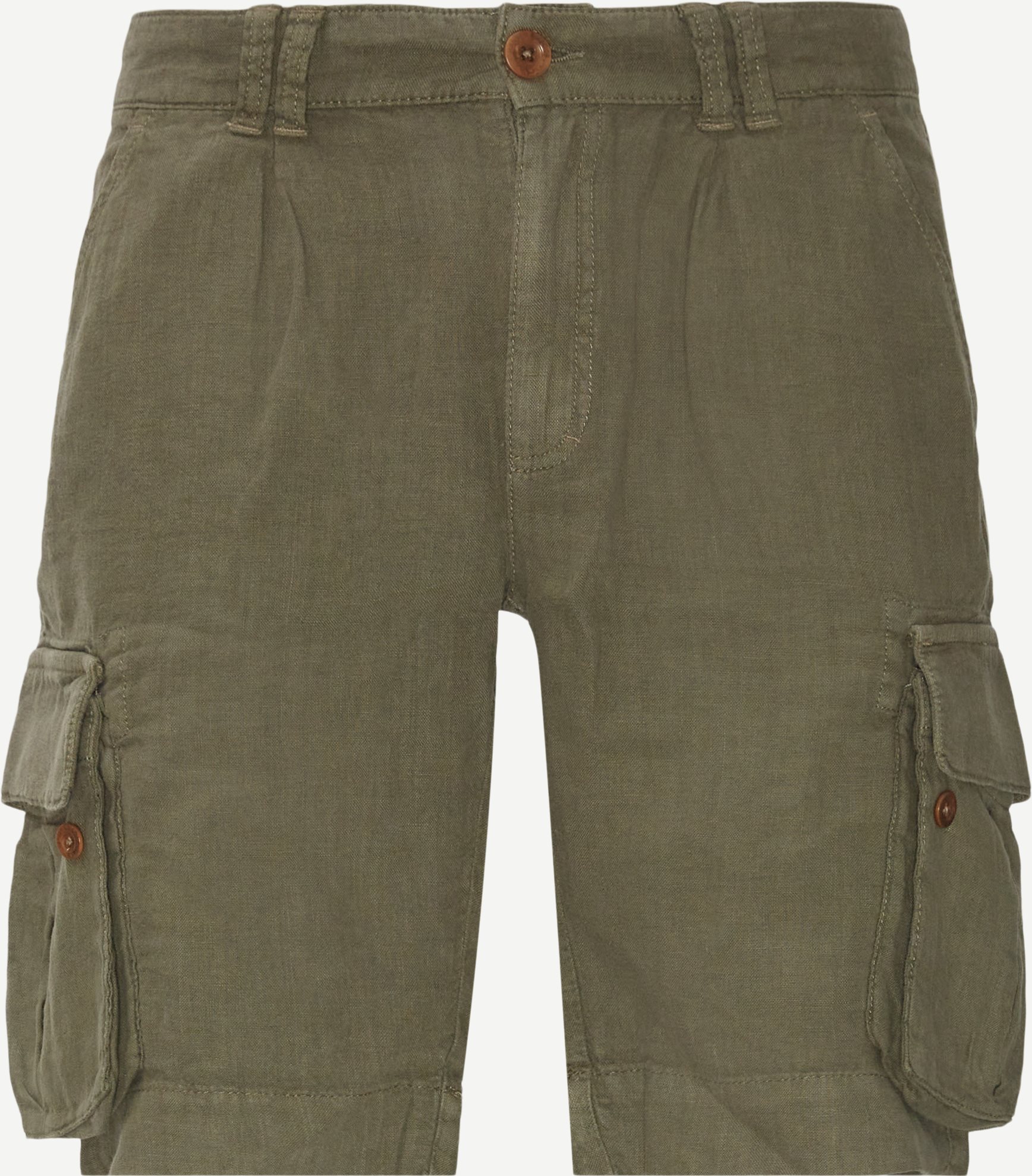 11033 Washed Linen Cargo Shorts - Shorts - Regular fit - Grøn