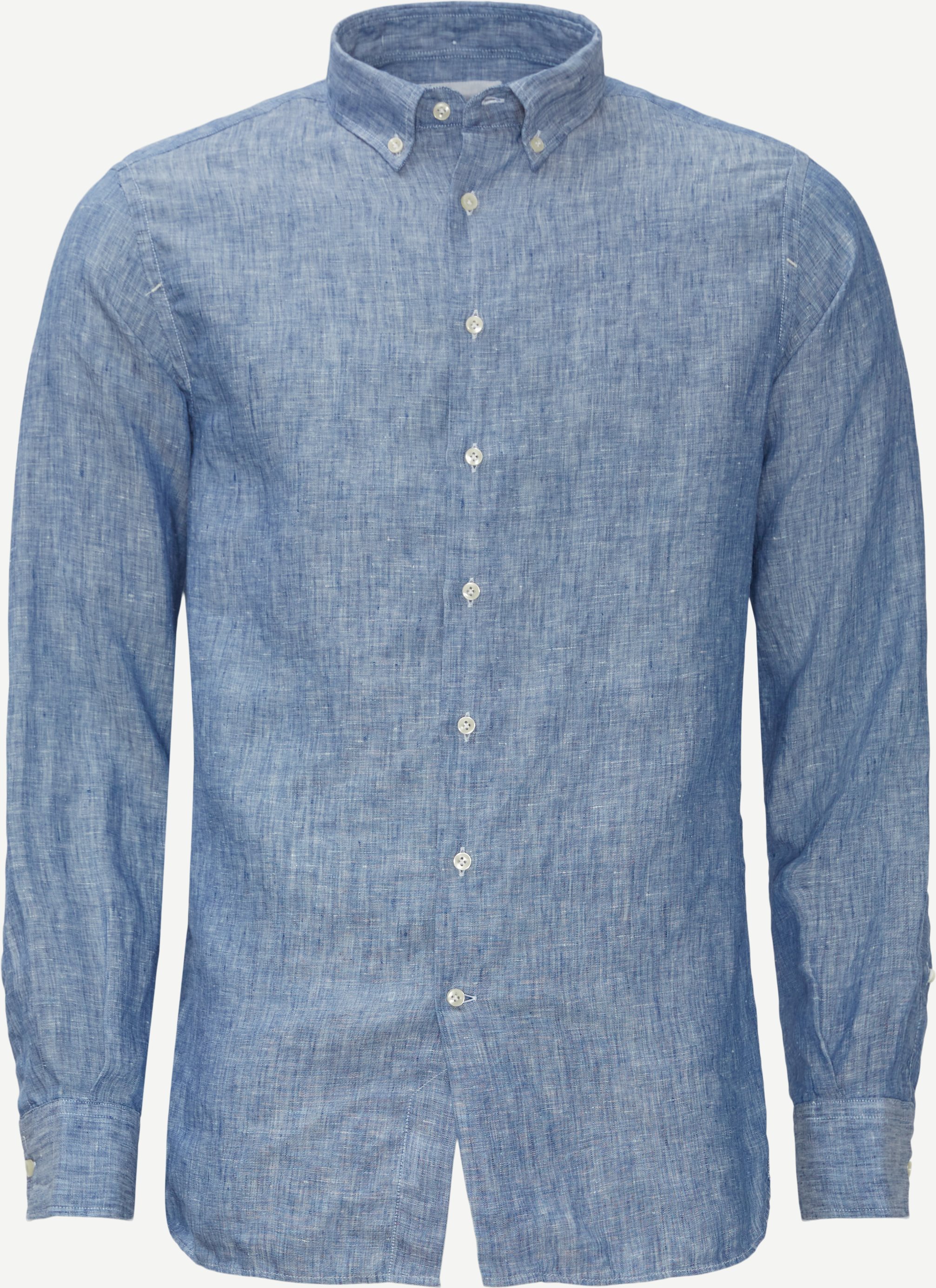 11100 Washed Linen Shirt - Skjorter - Regular fit - Blå