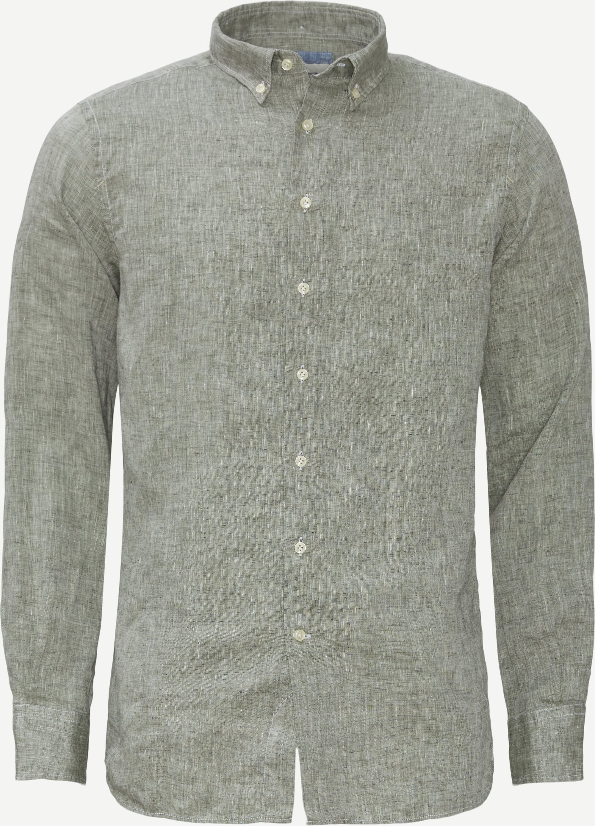 11100 Washed Linen Shirt - Skjorter - Regular fit - Grøn