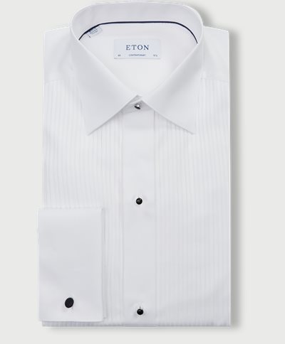 Eton Shirts 631570310 PLISSE BLACK TIE SHIRT White