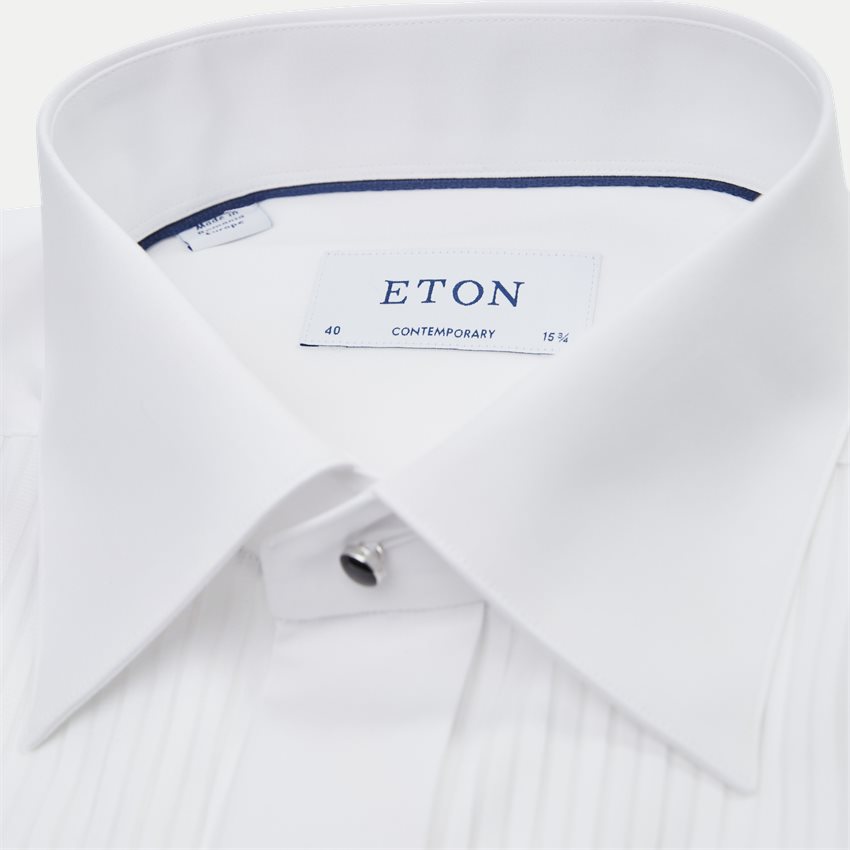 Eton Shirts 631570310 PLISSE BLACK TIE SHIRT HVID