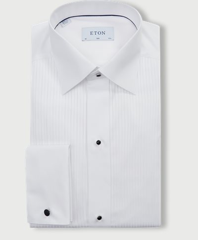 Eton Skjorter 631570510 PLISSE BLACK TIE SHIRT Hvid