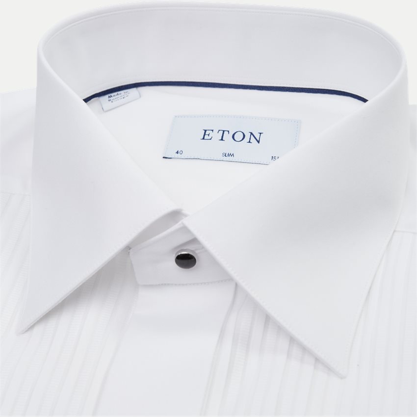 Eton Shirts 631570510 PLISSE BLACK TIE SHIRT HVID