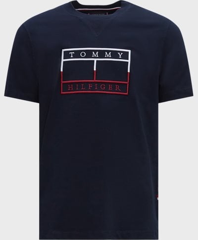 Tommy Hilfiger T-shirts 25763 OUTLINE LINEAR FLAG TEE Blå