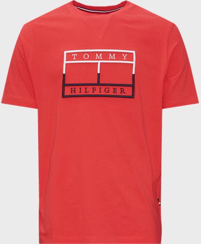 Tommy Hilfiger T-shirts 25763 OUTLINE LINEAR FLAG TEE Röd