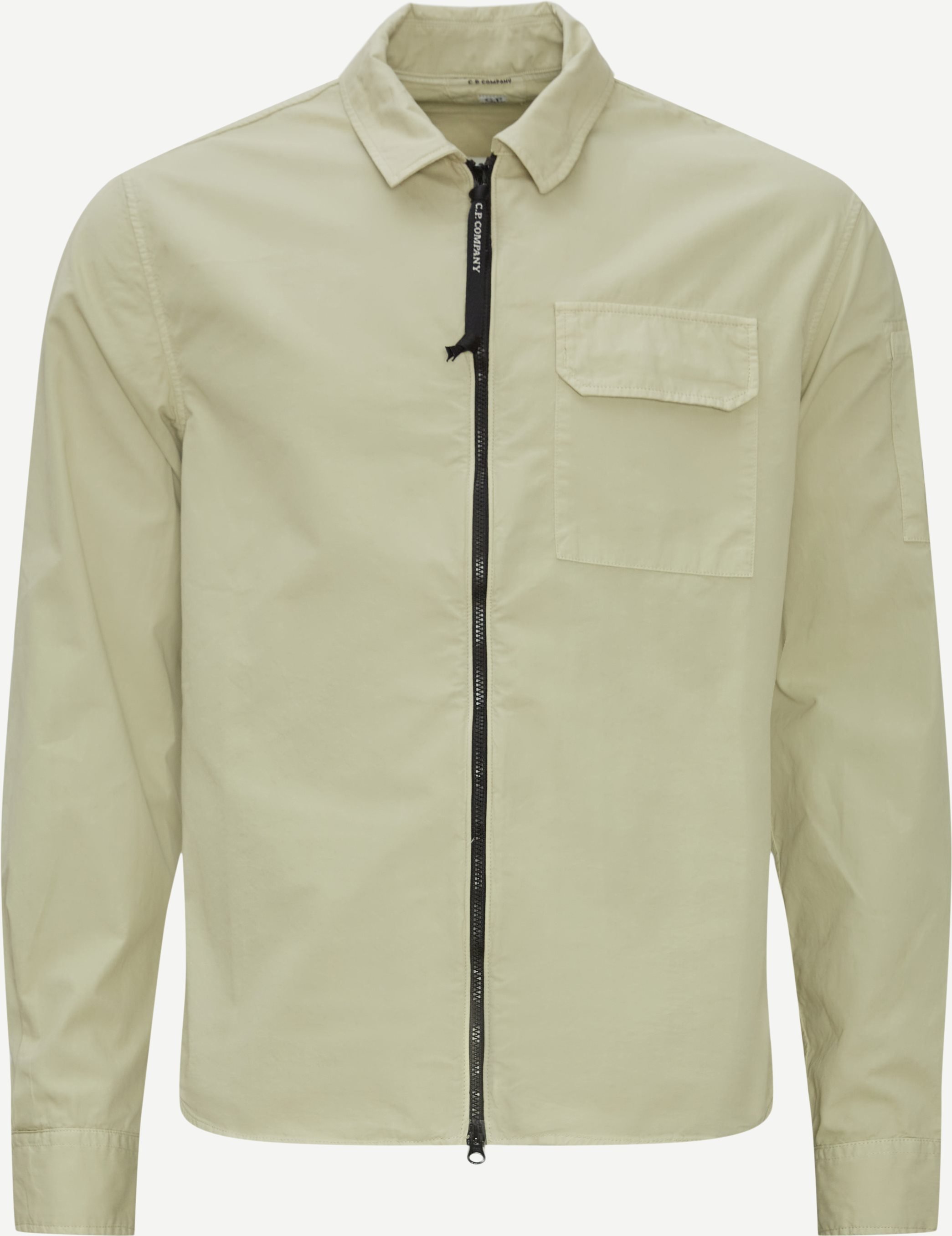 Gabardine Zipped Shirt - Skjorter - Regular fit - Sand
