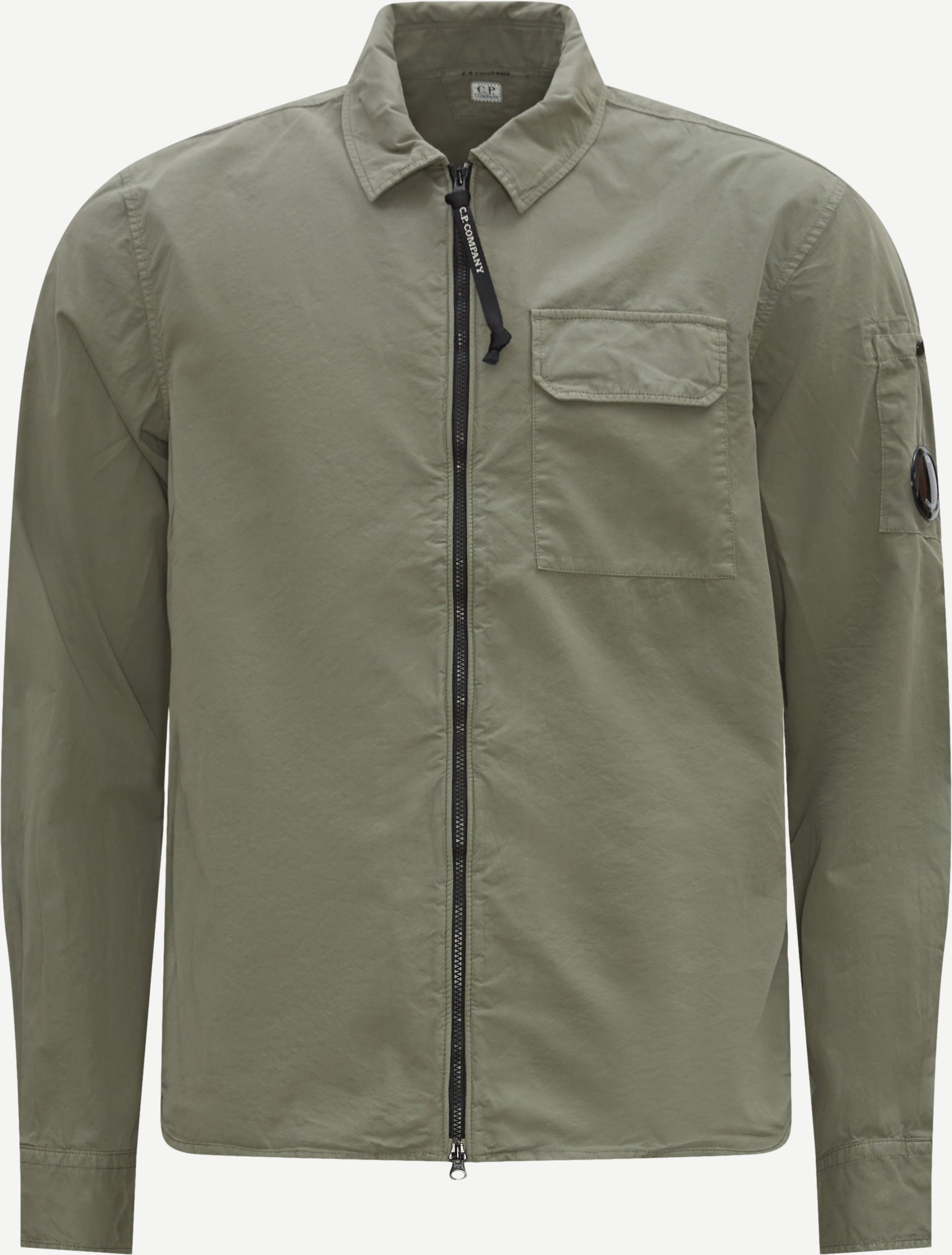 Gabardine Zipped Shirt - Skjorter - Regular fit - Army