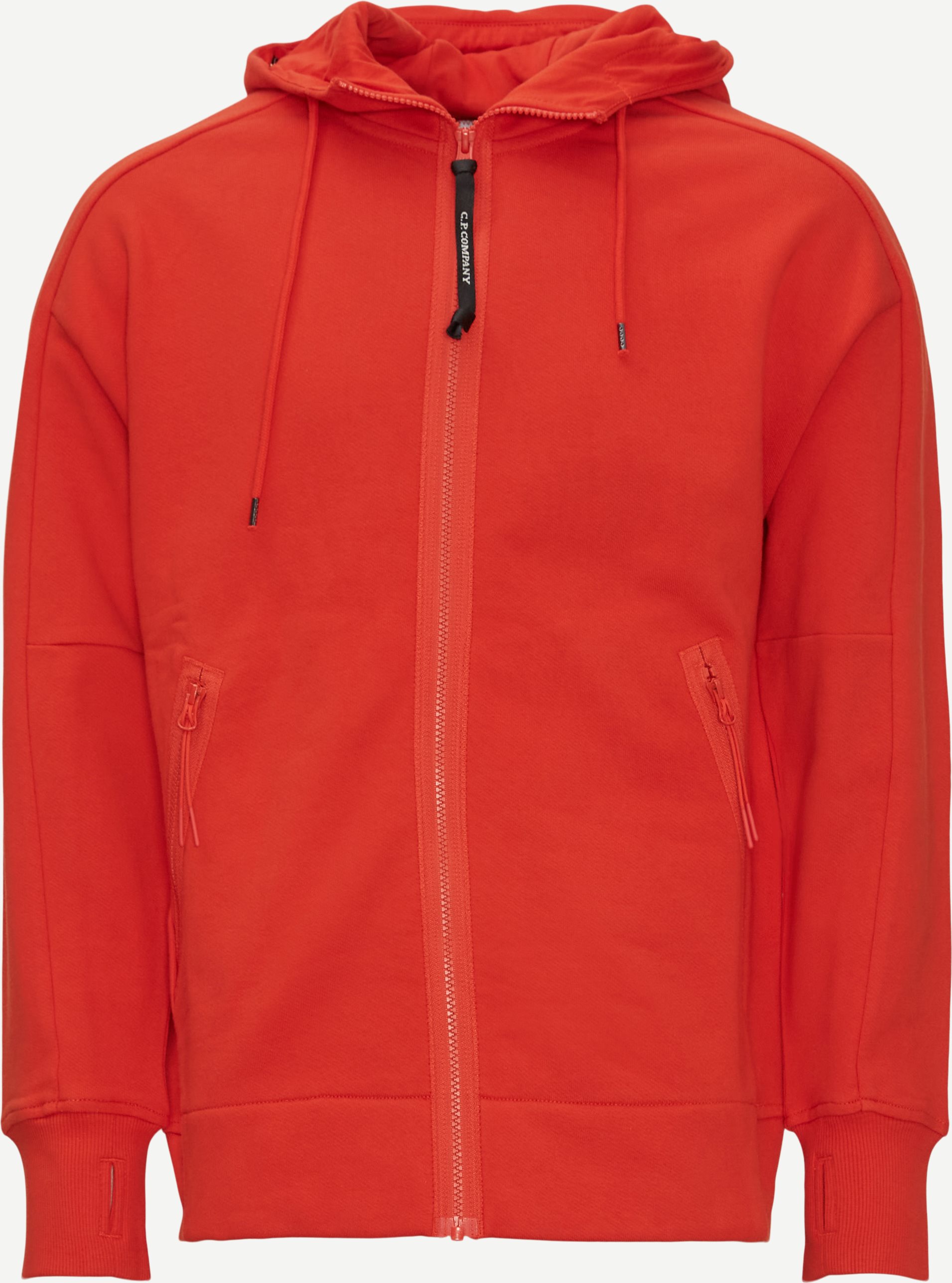 Diagonal Raised Fleece Goggle Hoodie - Sweatshirts - Regular fit - Rød