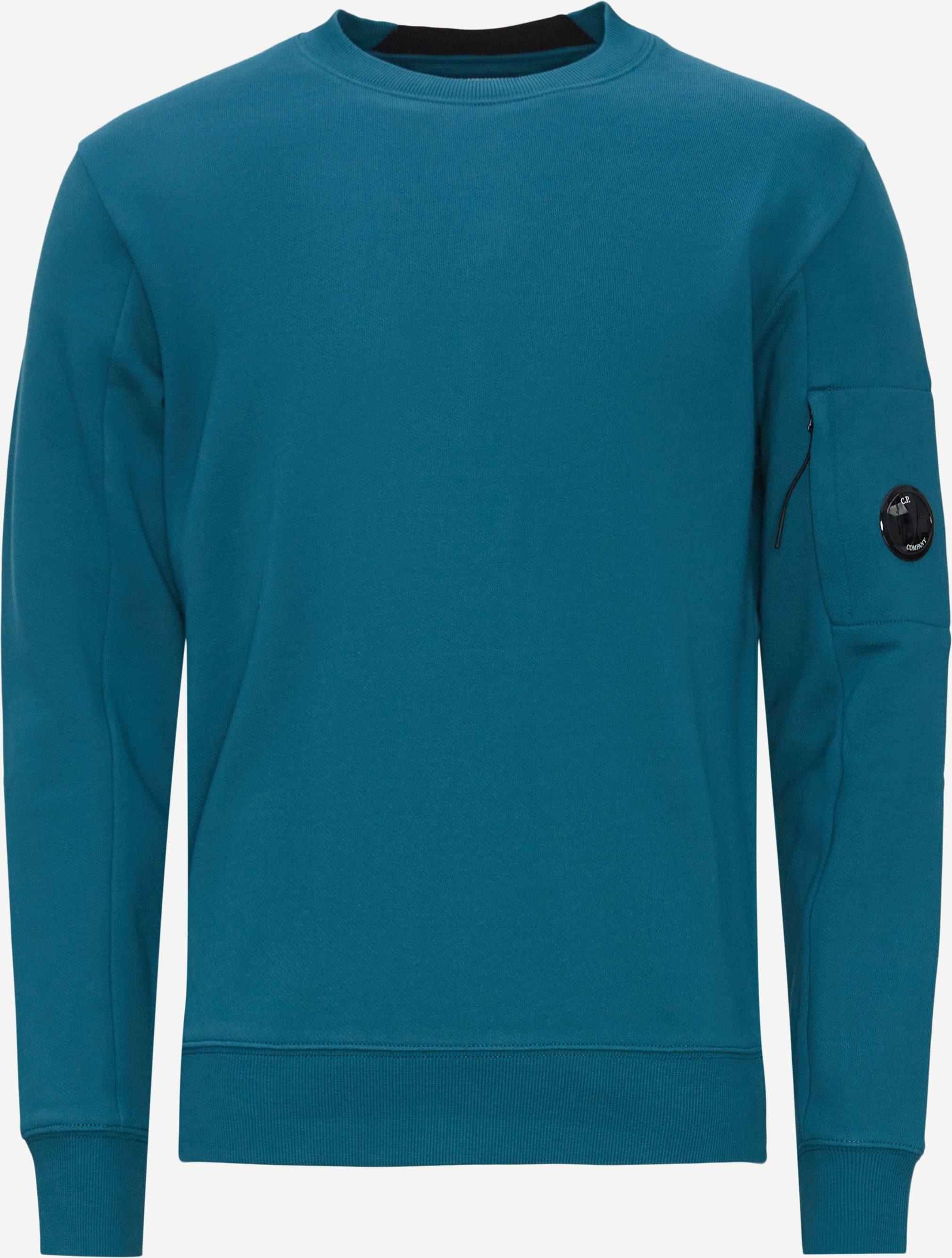 Diagonal Raised Fleece Crew Neck Sweatshirt - Sweatshirts - Regular fit - Blå