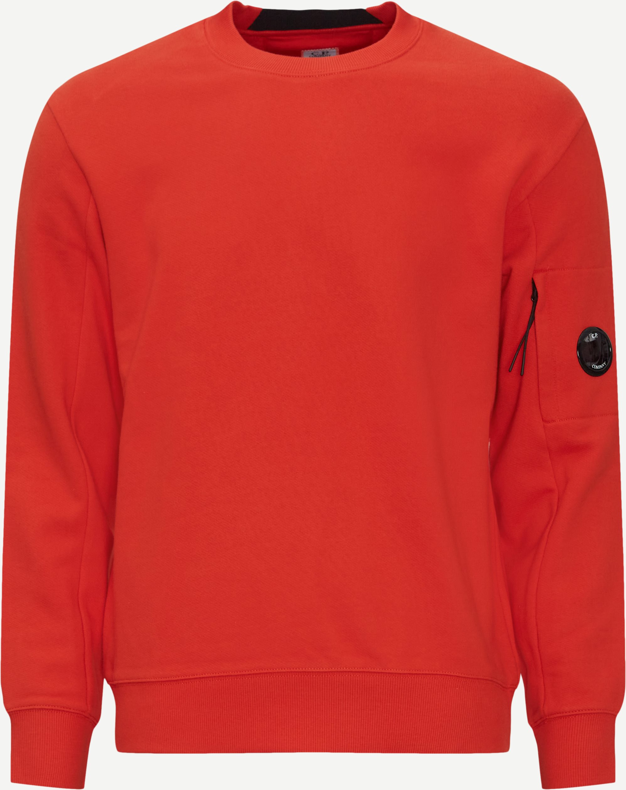 Diagonal Raised Fleece Crew Neck Sweatshirt - Sweatshirts - Regular fit - Rød