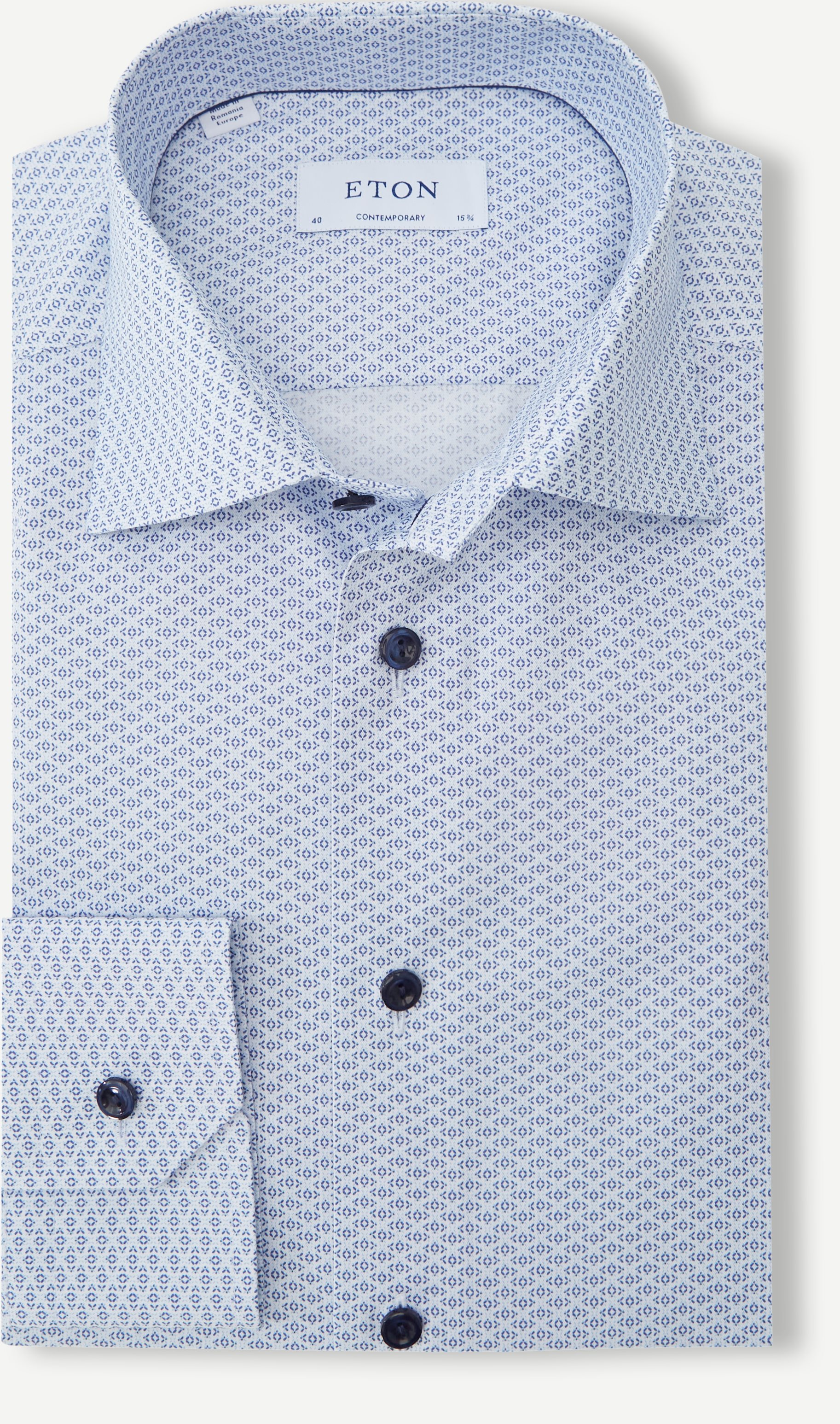 6209 Geometric Print Twill Skjorte - Skjorter - Blå