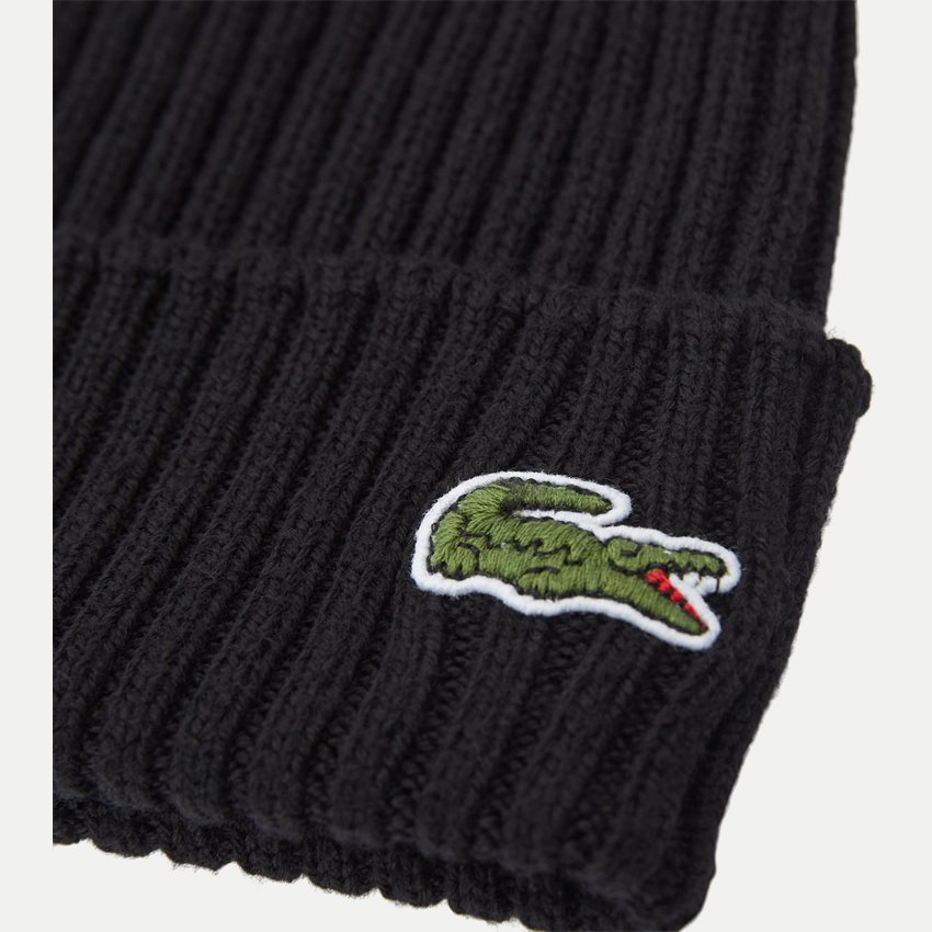 Lacoste Unisex Wool Ribbed Beanie Noir RB0001-00-031