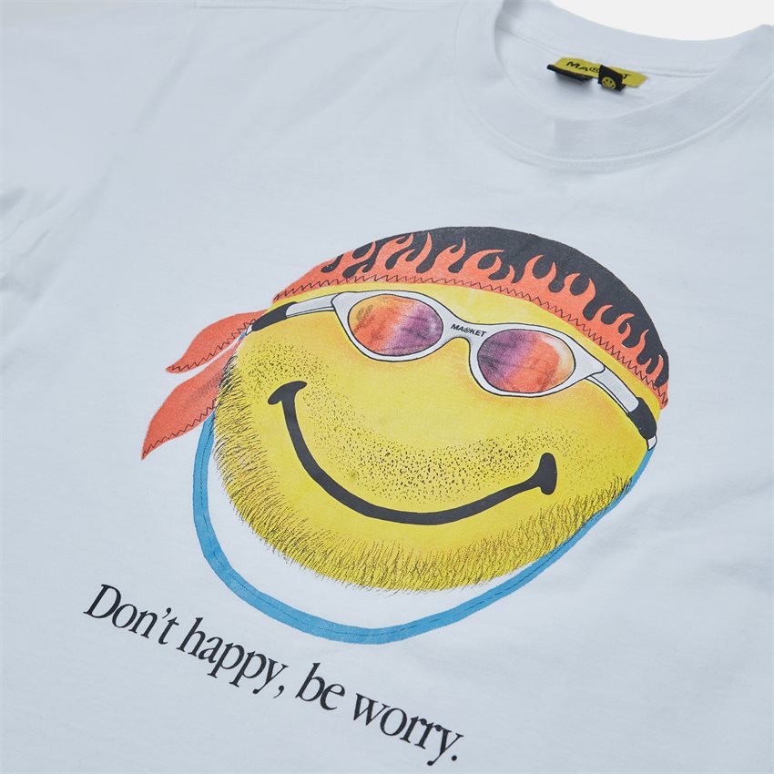 Market T-shirts SMILEY DON`T HAPPY,BE WORRY TEE WHITE