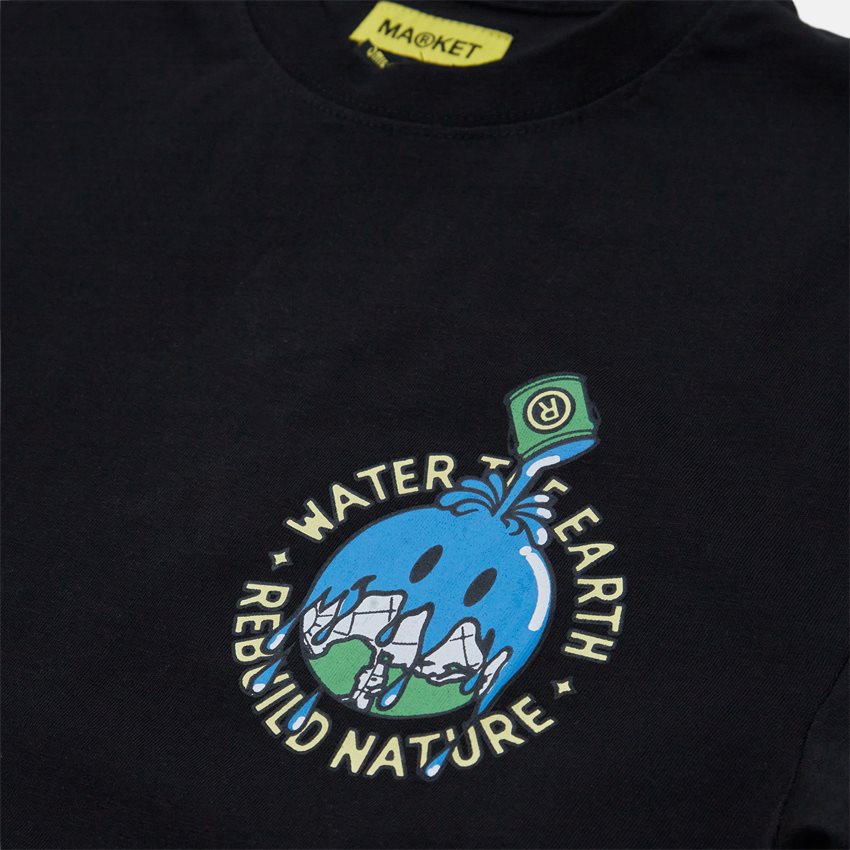 Market T-shirts SMILEY WATER THE PLANET TEE BLACK