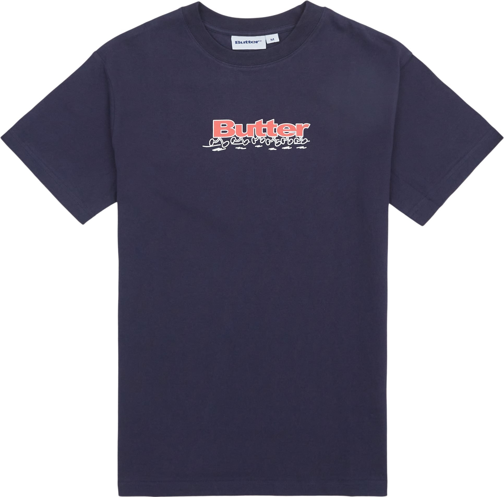 Butter Goods T-shirts RUNNING LOGO TEE Blå