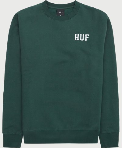 HUF Sweatshirts ESSENTIALS CLASSIC H CREW Grön