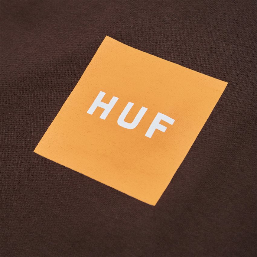 HUF T-shirts ESSENTIALS BOX LOGO TEE BRUN