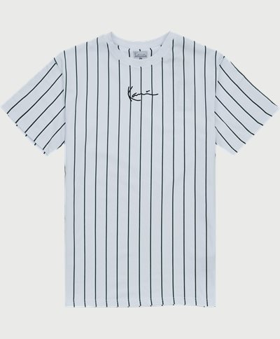 Karl Kani T-shirts SMALL SIGNATURE PINSTRIPE TEE KM223  Vit