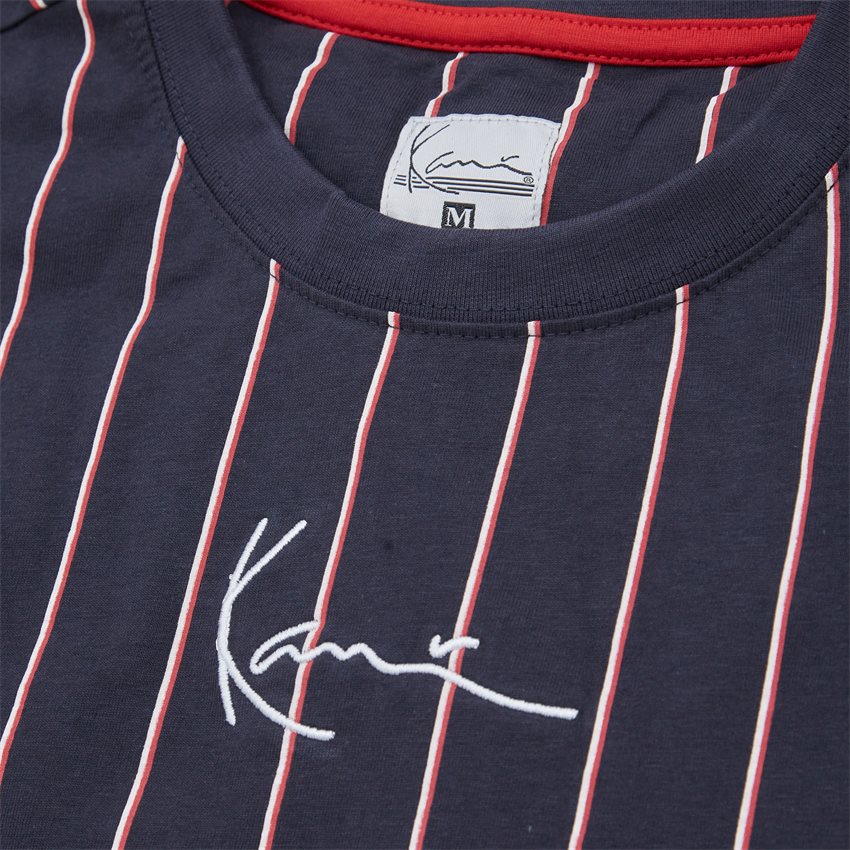 Karl Kani T-shirts SMALL SIGNATURE PINSTRIPE TEE KM223  NAVY