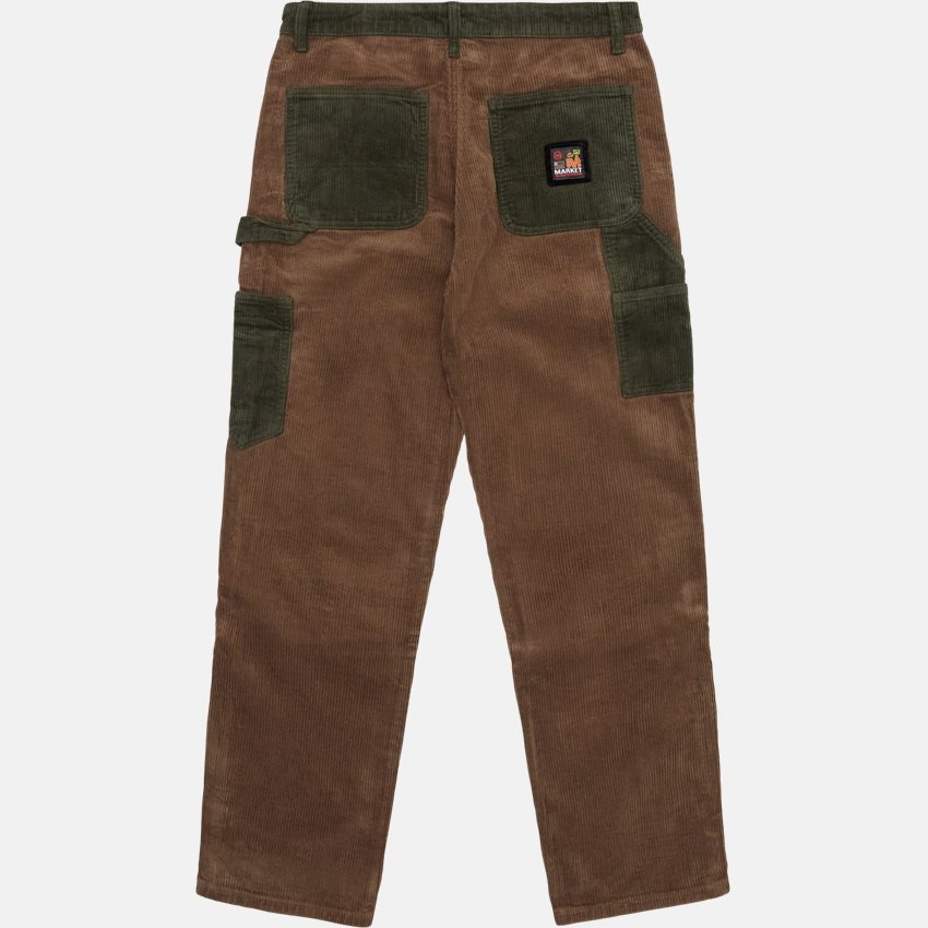 Market Trousers BLOCK CORDUROY CARPENTER PANT BROWN/GREEN