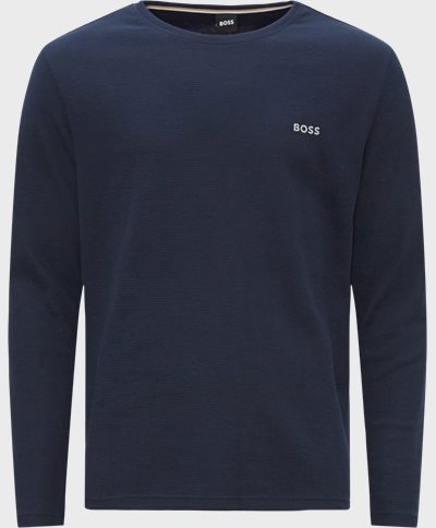 BOSS T-shirts 50479387 WAFFLE LS-SHIRT Blå