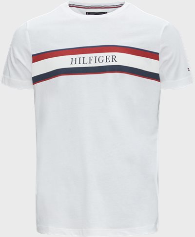 Tommy Hilfiger T-shirts 29670 CHEST HILFIGER STRIPE TEE Vit