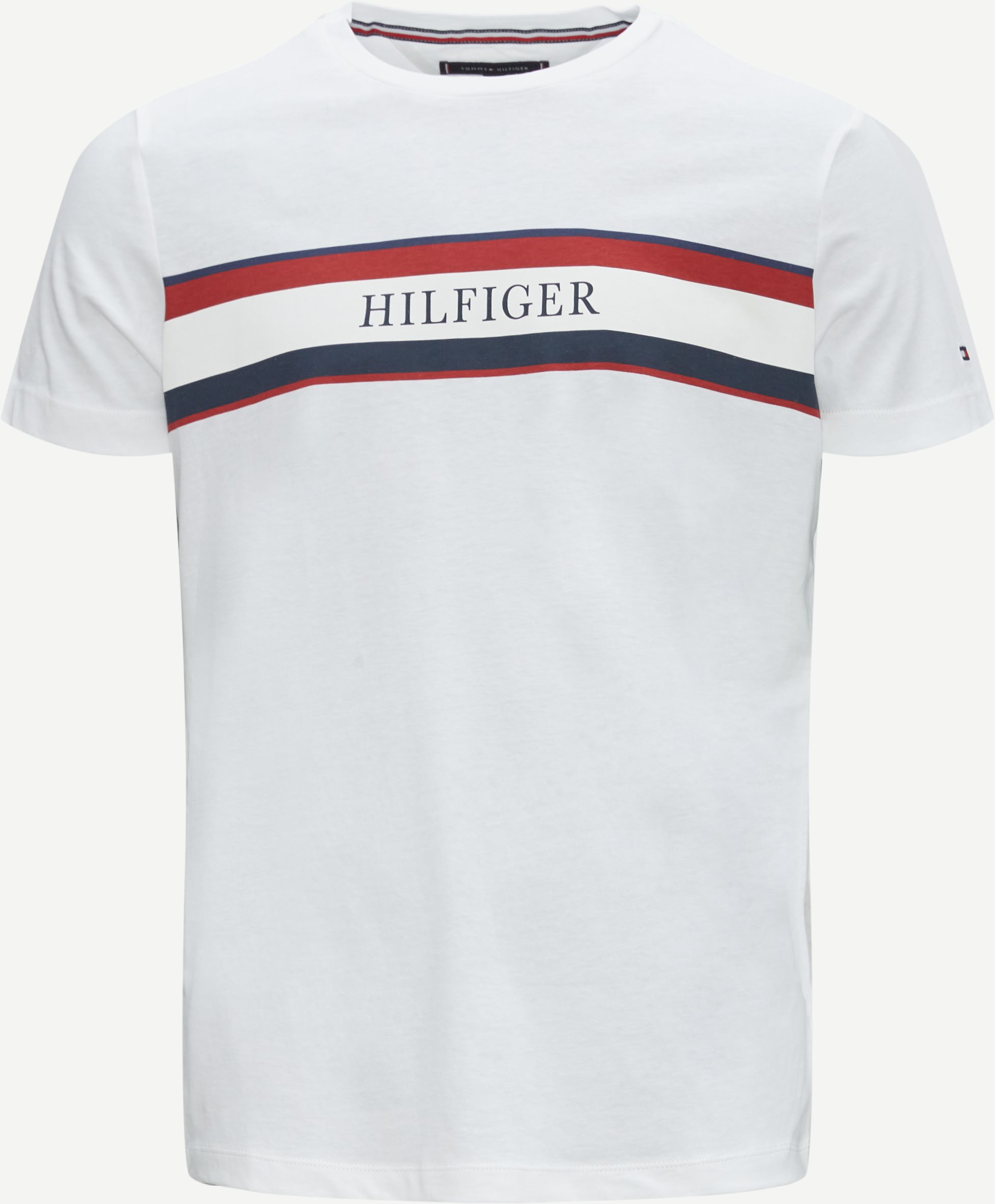 Tommy Hilfiger T-shirts 29670 CHEST HILFIGER STRIPE TEE Hvid