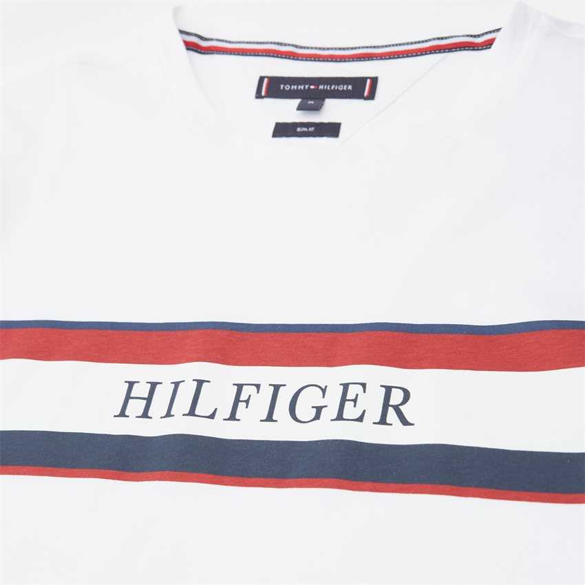 Tommy Hilfiger T-shirts 29670 CHEST HILFIGER STRIPE TEE HVID
