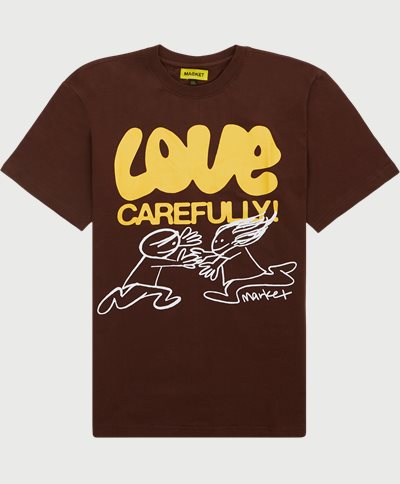 Market T-shirts LOVE CAREFULLY TEE Brun