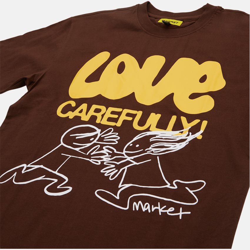 Market T-shirts LOVE CAREFULLY TEE BROWN