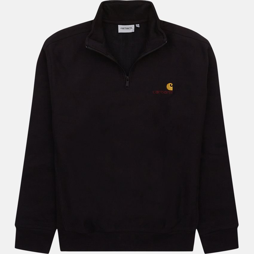Carhartt WIP Sweatshirts HALF ZIP AMERICAN SCRIPT SWEAT I027014 BLACK