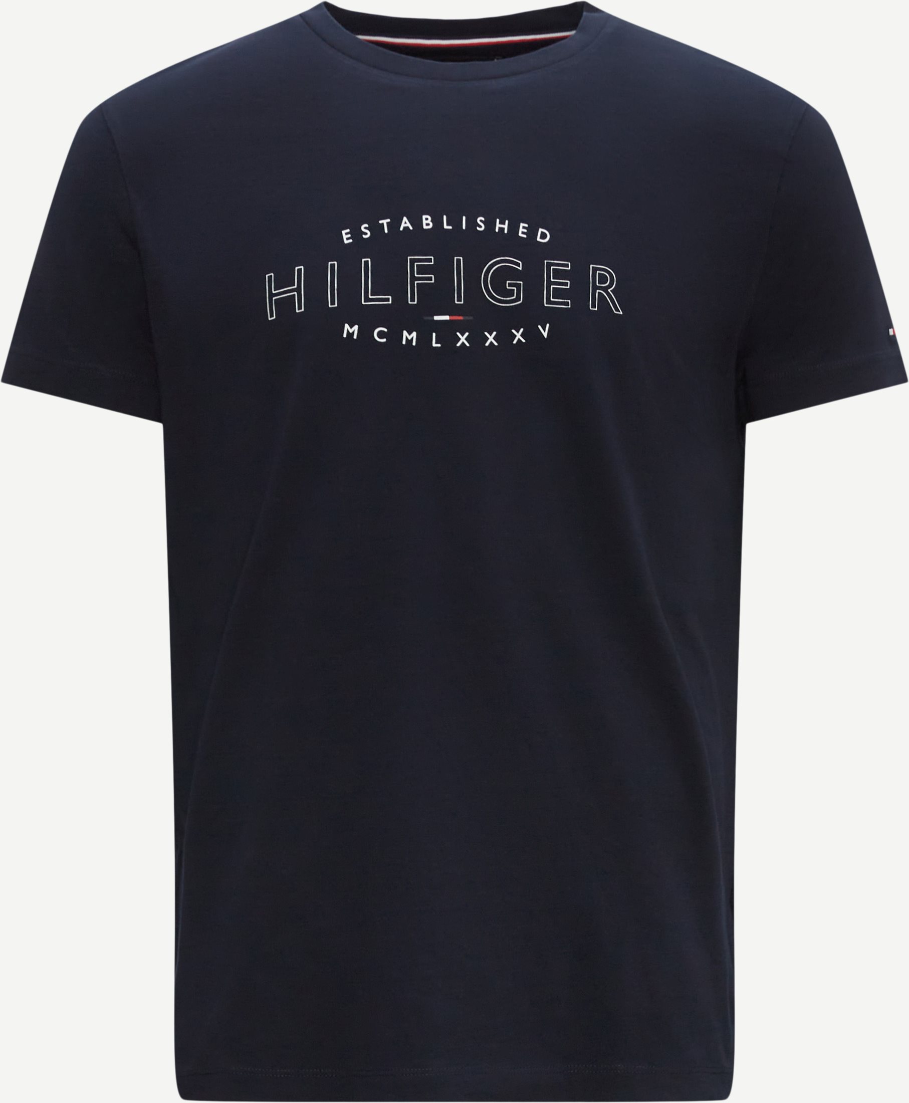 Tommy Hilfiger T-shirts 30034 HILFIGER CURVE LOGO TEE Blå