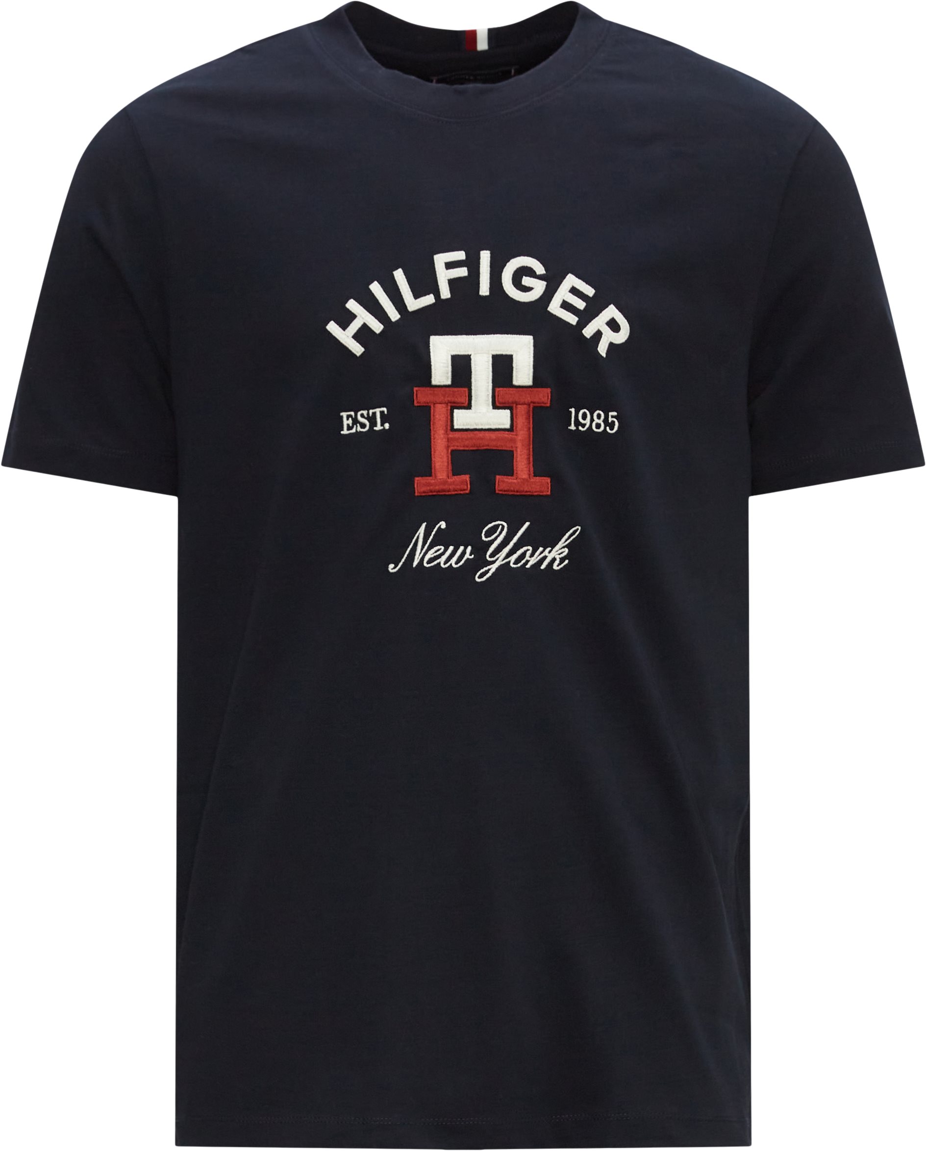 EUR Tommy T-shirts MONOGRAM 30043 Hilfiger NAVY TEE CURVED from 40