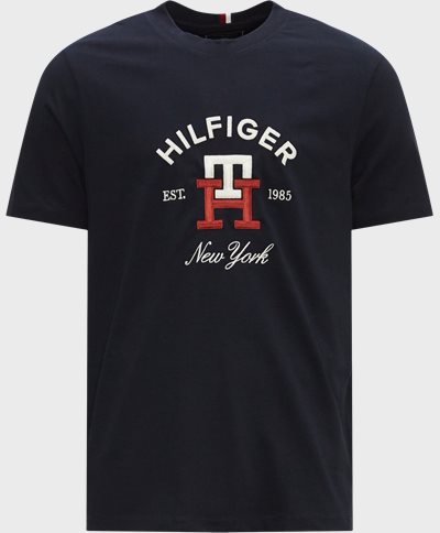 Tommy Hilfiger T-shirts 30043 CURVED MONOGRAM TEE Blå