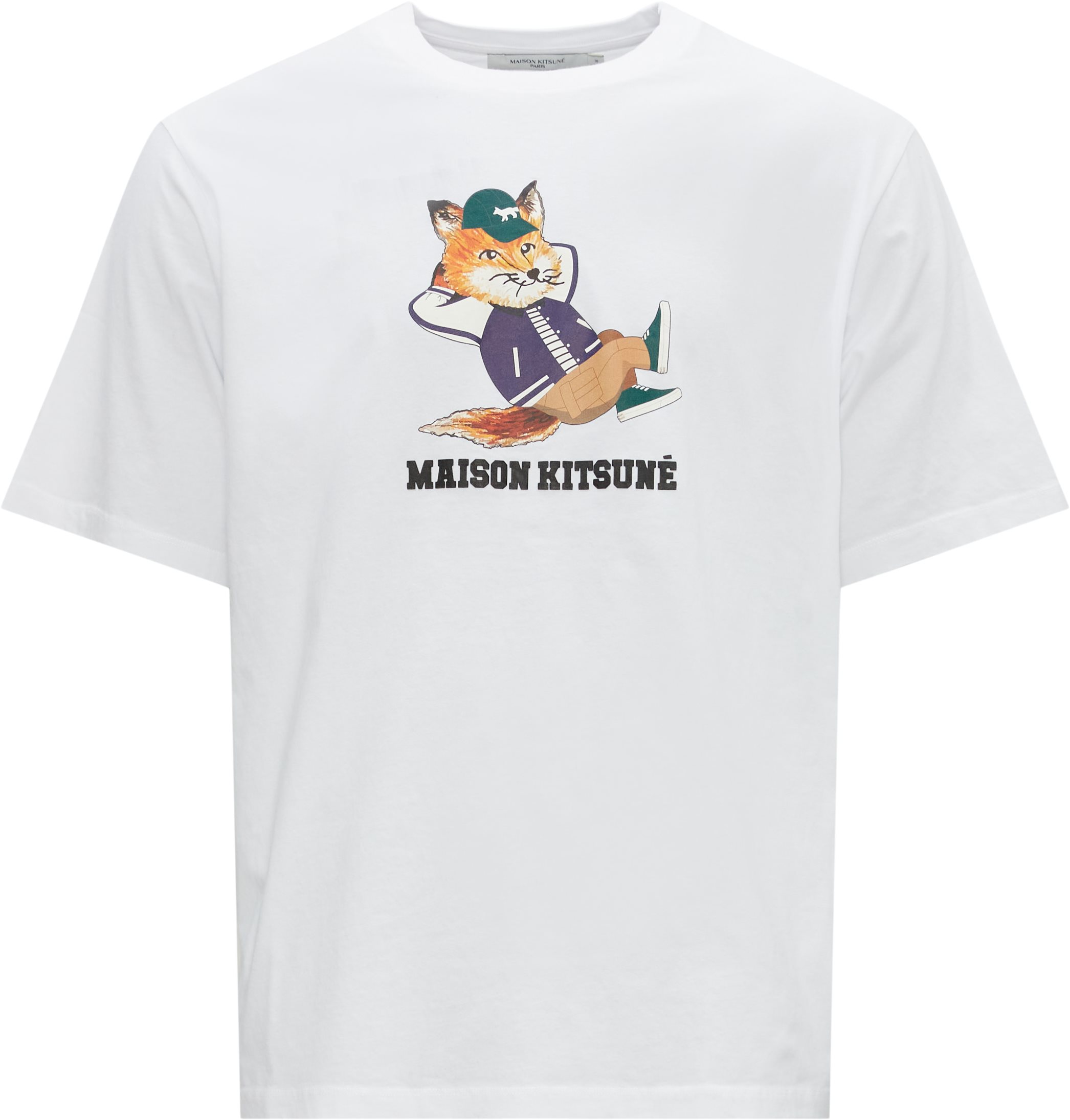 Maison Kitsuné T-shirts KM00103KJ0008 DRESSED FOX EASY T Vit