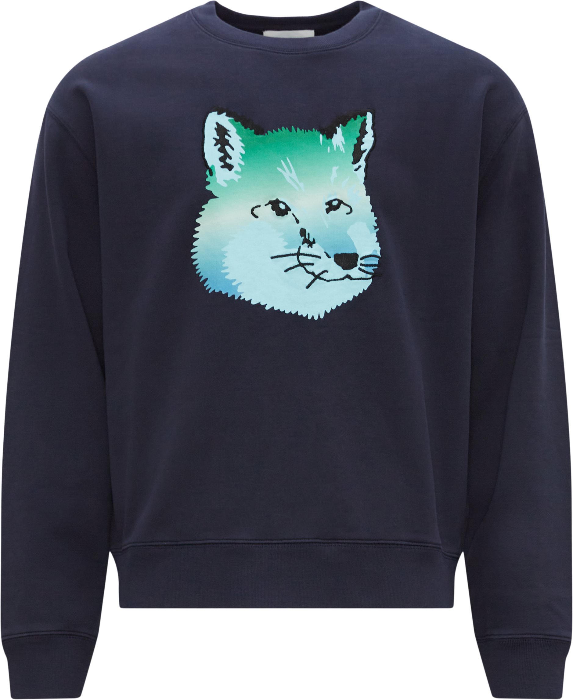 Maison Kitsuné Sweatshirts KM00305KM001 FOX HEAD REL. SWEAT Blå