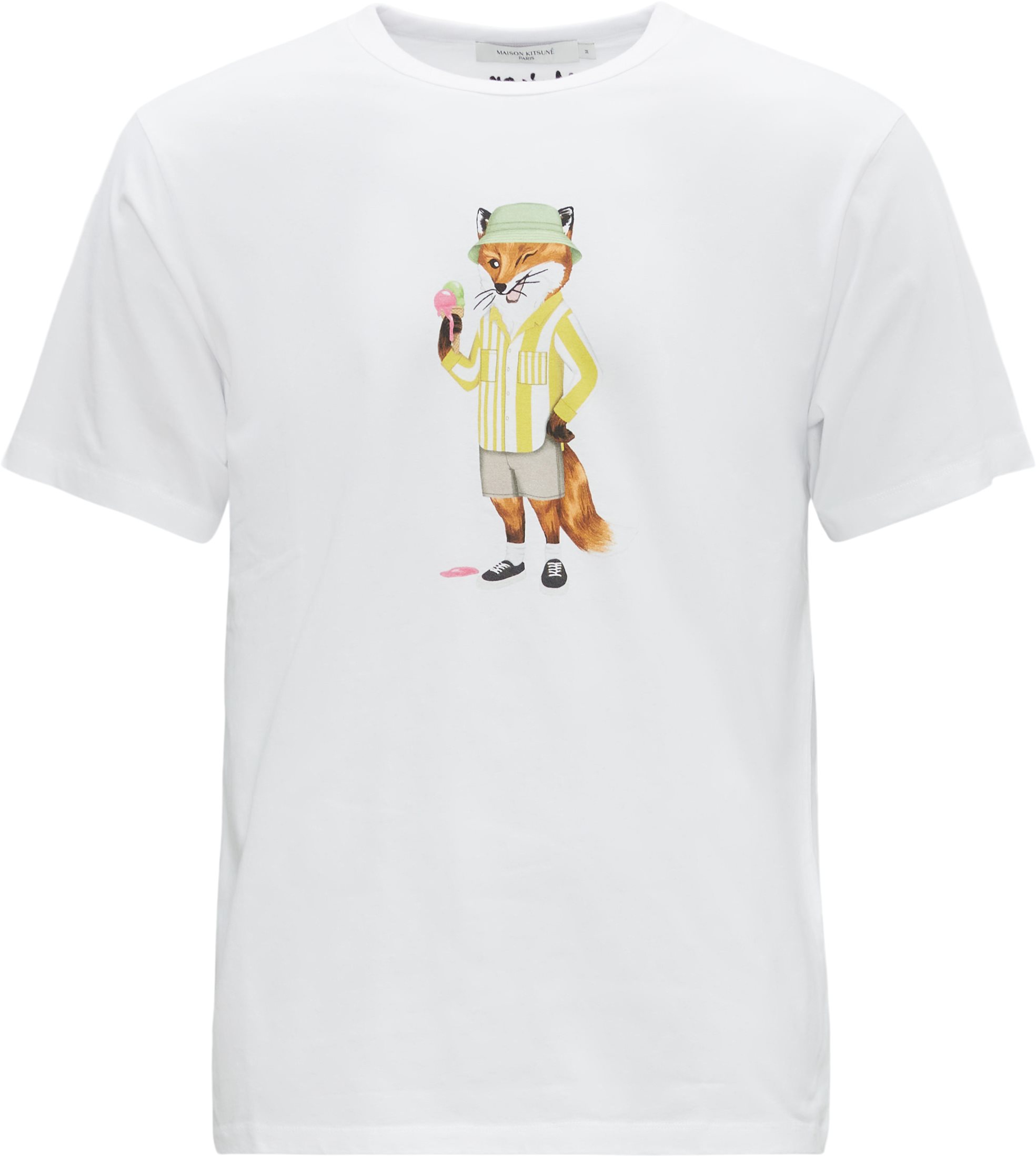 Maison Kitsuné T-shirts KM00145KJ0008 DRESSED FOX REG T Vit