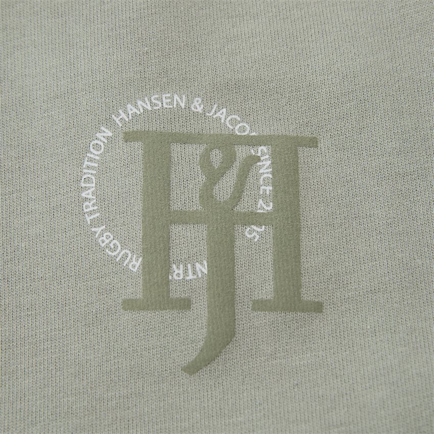 Hansen & Jacob T-shirts 11435 STRIPED BACK POLO GREEN