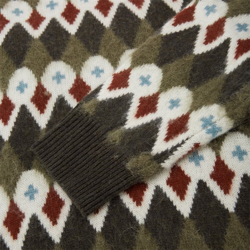 Norse Projects Knitwear N45-0596 RUNE LOOSE MERINO FAIR ISLE OLIVEN