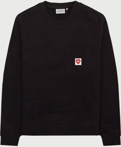 Carhartt WIP Sweatshirts HEART POCKET SWEAT I032315 Black