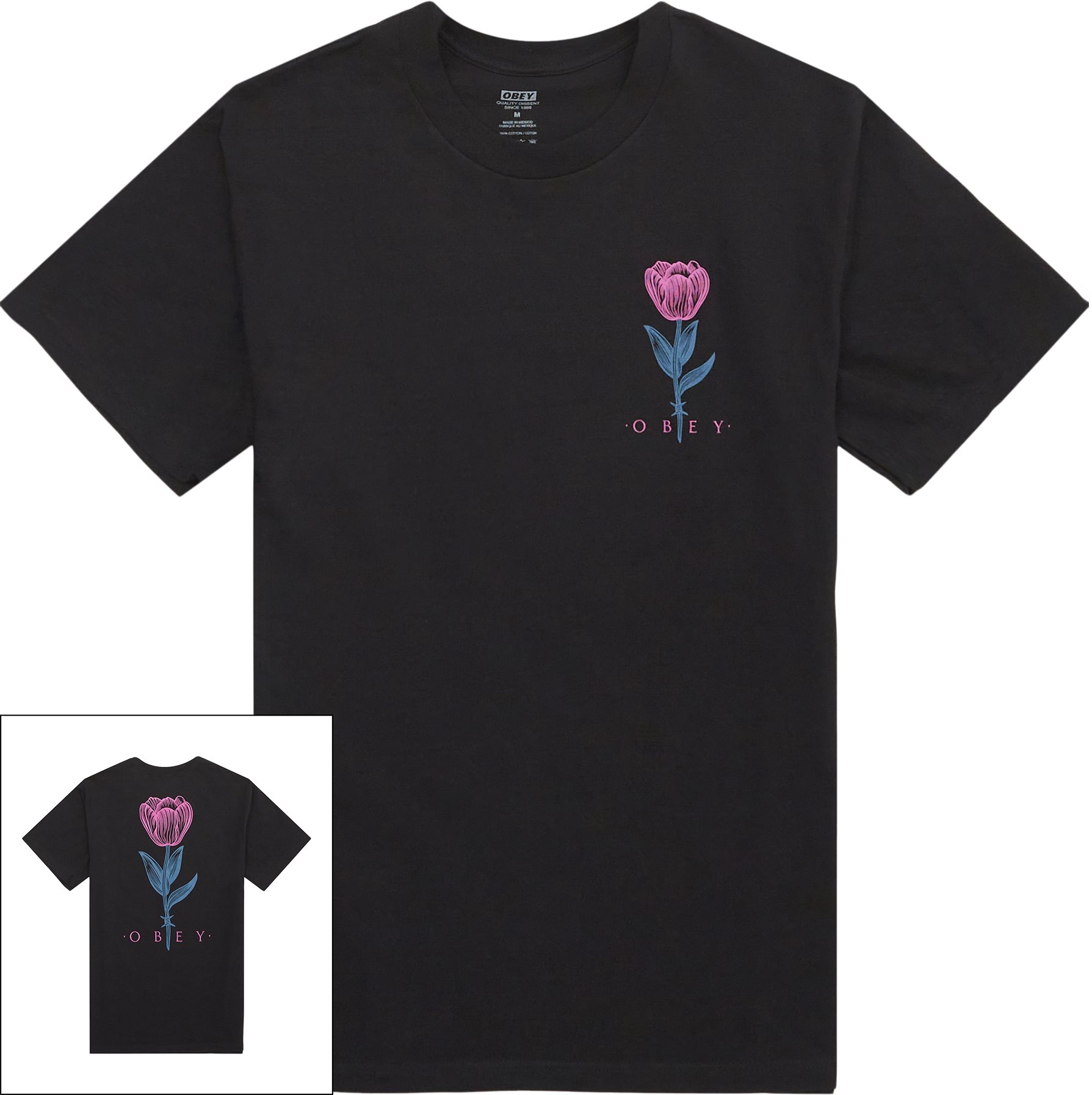 Obey T-shirts BARBWIRE FLOWER 165263591 Svart